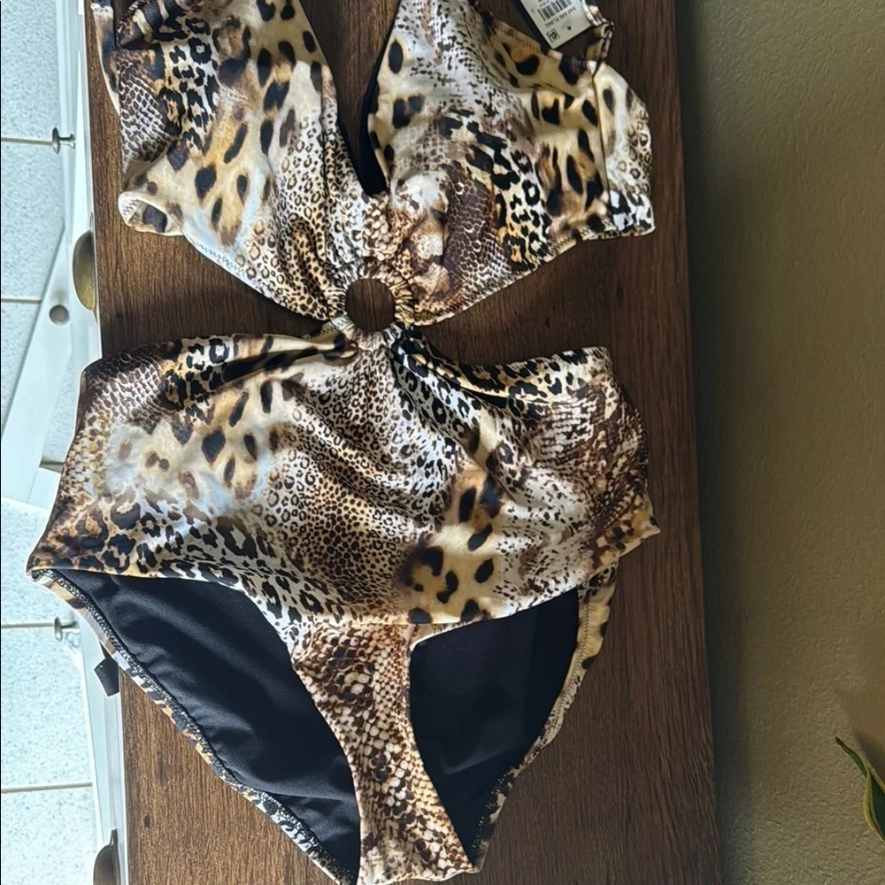 Leopard Print Cutout Swimsuit